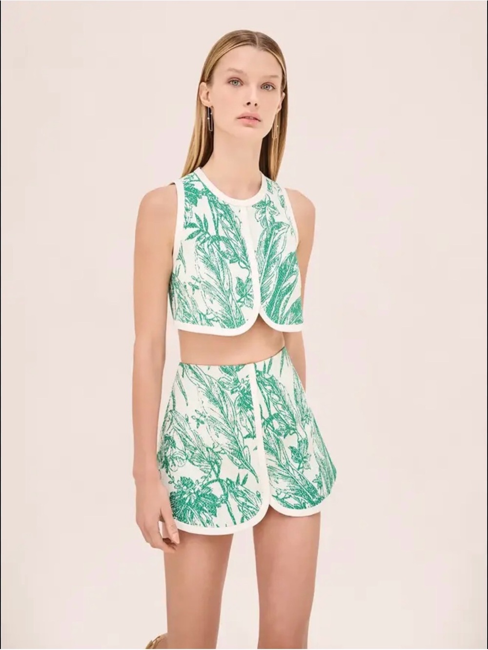 Alexis ola palm skort set Green & White